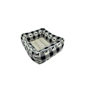 NEW Pets & Decor Black & White Plaid Pet Bed – Soft Cozy Cushion for Small Dogs